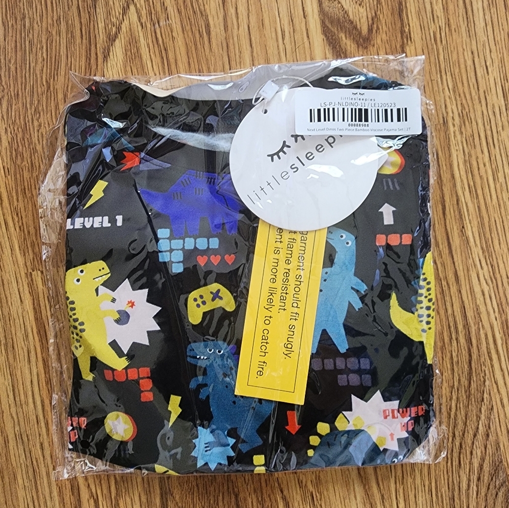 🦖🎮NIB Little Sleepies Next-level Dinos 2 piece long sleeve bamboo pj set - Picture 3 of 7